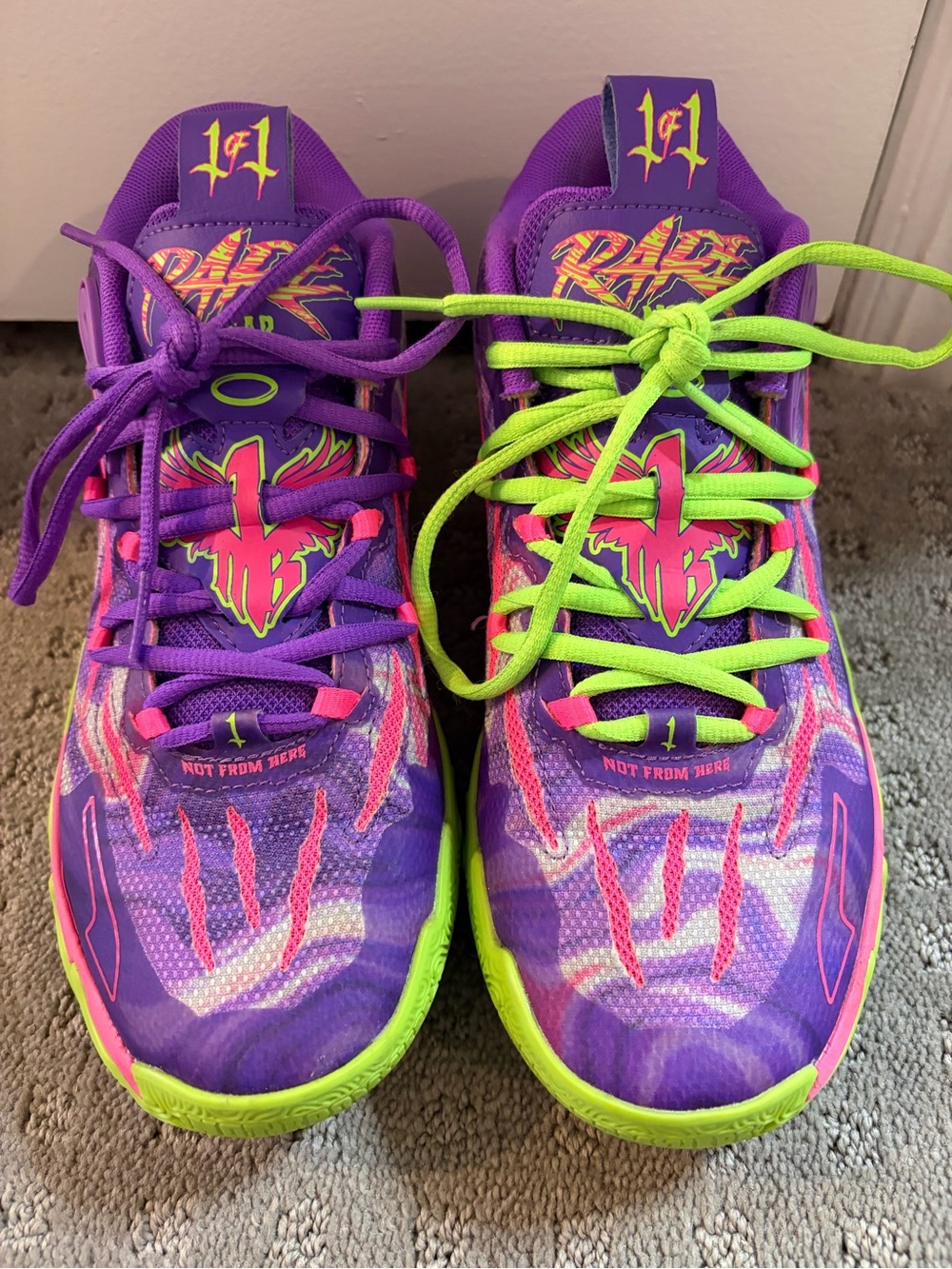 Puma LaMelo Ball MB.03 Toxic Basketball Shoes Purple Pink Green Size 6